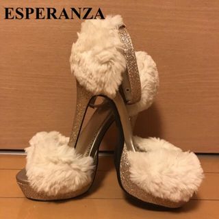 エスペランサ ESPERANZA ファー サンダル ラメ  キラキラ