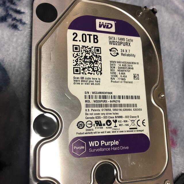 中古 WD Purple WD20PURX 2TB HDD スマホ/家電/カメラのPC/タブレット(PCパーツ)の商品写真