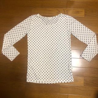 サンカンシオン(3can4on)の茶色の水玉模様の長袖Tシャツ(Tシャツ(長袖/七分))