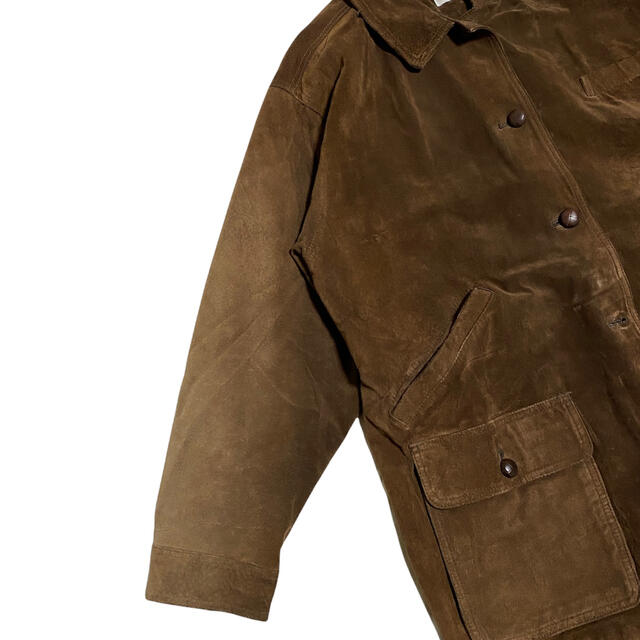 スエードジャケット レザージャケット ピッグスエード ブラウン 古着 メンズのジャケット/アウター(レザージャケット)の商品写真