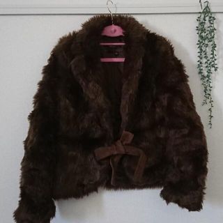 ZARA フェイクファーコート ダークブラウン