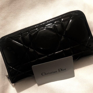 クリスチャンディオール(Christian Dior)の【最終価格】ディオール  美品 長財布 エナメル 黒 ラウンドファスナー(財布)