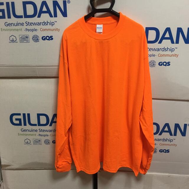 GILDAN(ギルタン)のGILDANギルダン☆ロンT★長袖無地Tシャツ★ネオンオレンジ★2XLサイズ メンズのトップス(Tシャツ/カットソー(七分/長袖))の商品写真