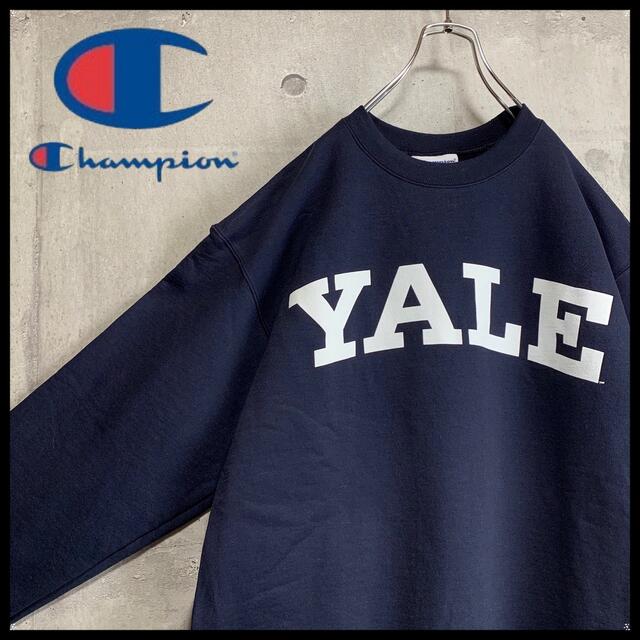 新品】チャンピオン スウェット ネイビー XL トレーナー YALE プリント-