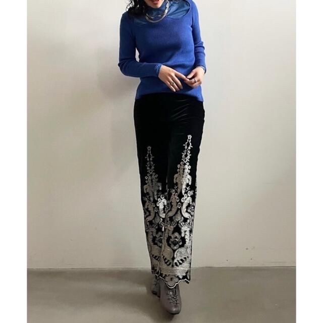 Ameri UND FLOWER EMBROIDERY VELOUR PANTS ritus.com.br
