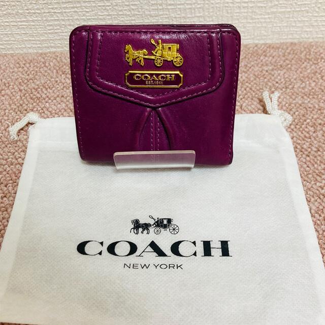 COACH(コーチ)の美品☆COACHコーチ☆   ミニ財布　2つ折り　袋付き レディースのファッション小物(財布)の商品写真