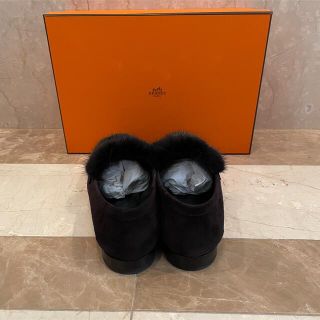 値下げ HERMES エルメス モカシン ミンク ファー 黒