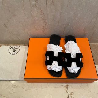 エルメス(Hermes)の再値下げ！！HERMES エルメス　オラン　ミンク　黒(サンダル)