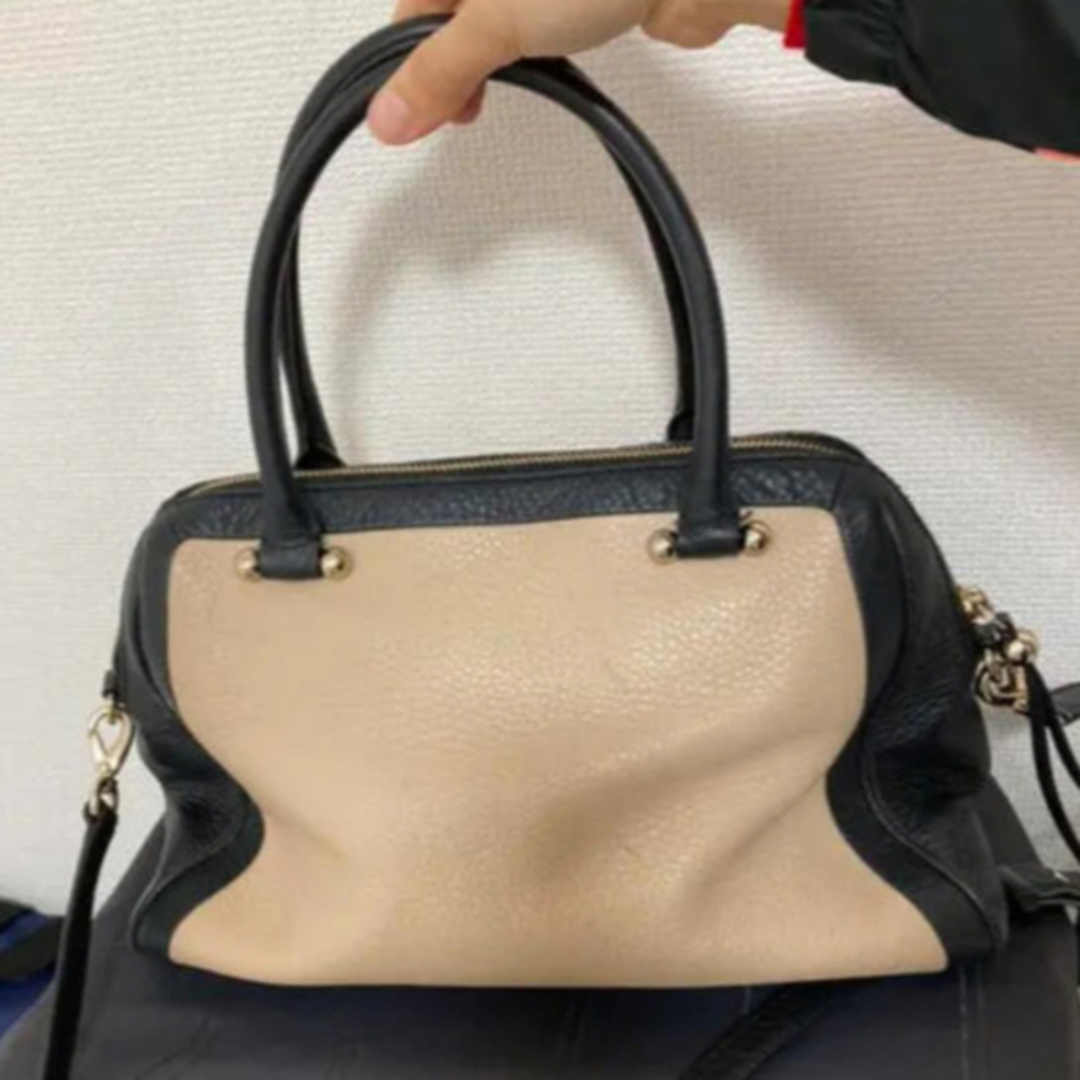 kate spade new york(ケイトスペードニューヨーク)のケイトスペード　モノトーン本革2wayバック　美品 レディースのバッグ(ハンドバッグ)の商品写真