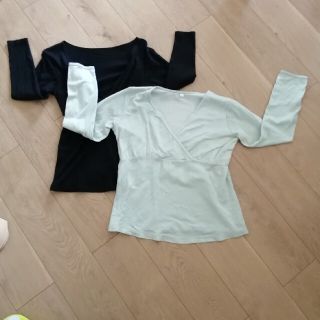 ニシマツヤ(西松屋)の二枚おまとめ授乳服L.XL(オープンクロス)(マタニティトップス)