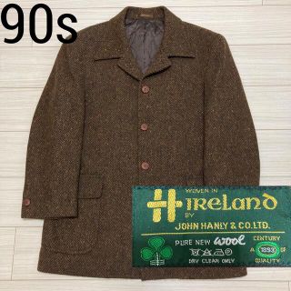 90s◇JOHN HANLY ジョンヘンリー◇ネップツイード ヘリンボーンコート