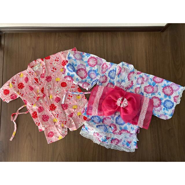 浴衣風甚平と甚平の2枚セット　女の子90サイズ キッズ/ベビー/マタニティのキッズ服女の子用(90cm~)(甚平/浴衣)の商品写真