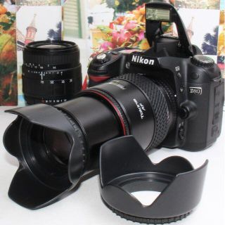 ニコン(Nikon)の❤️予備バッテリー&新品カメラバッグ付❤️ニコン D80 超望遠ダブルレンズ❤️(デジタル一眼)