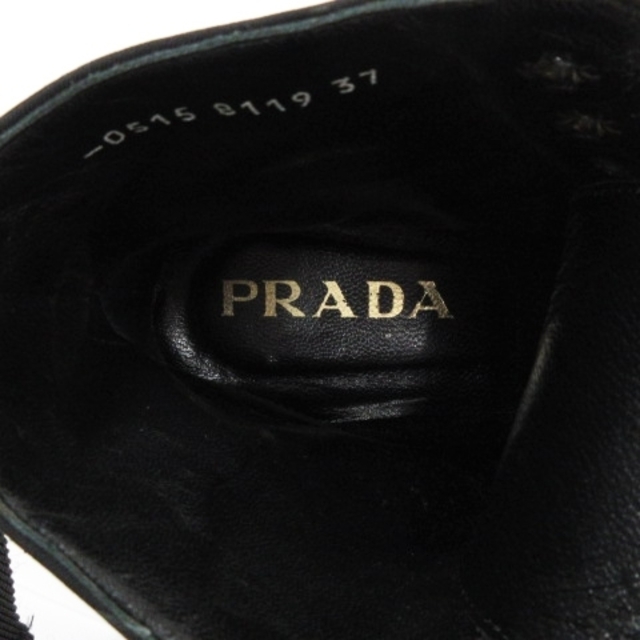 PRADA(プラダ)のプラダ ショート ブーツ ベルト プレーントゥ シューズ ブラック 37 レディースの靴/シューズ(ブーツ)の商品写真