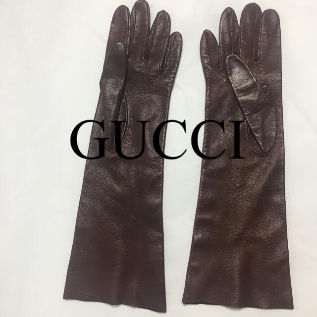 半額SALE★ GUCCI グッチ レディースレザー手袋 サイズ7 ブラウン 手袋