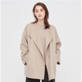 ユニクロ(UNIQLO)のUNIQLO ダブルフェイスショートコート Sサイズ(ロングコート)