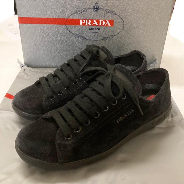 PRADA スエード　ブラック　スニーカー　36.5