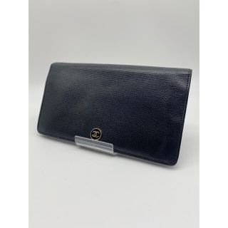 シャネル(CHANEL)の本物/正規品 CHANEL 2つ折り長財布 ココボタン 黒(財布)