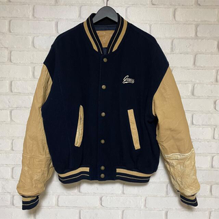 【leather】old award jacket navy Msize