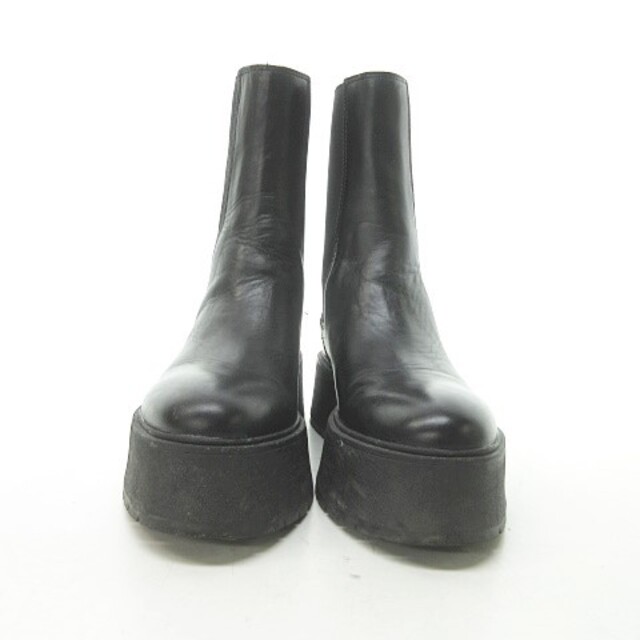 ZARA(ザラ)のザラ 厚底 サイドゴア ブーツ シューズ ミドル レザー 38 24cm位 黒  レディースの靴/シューズ(ブーツ)の商品写真