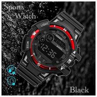 スポーツ腕時計　腕時計　時計　デジタル式  LED デジタル腕時計　レッド(腕時計(デジタル))