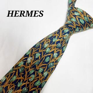 エルメス(Hermes)のエルメス HERMES ネクタイ チューリップ 花柄 高級シルク100%(ネクタイ)