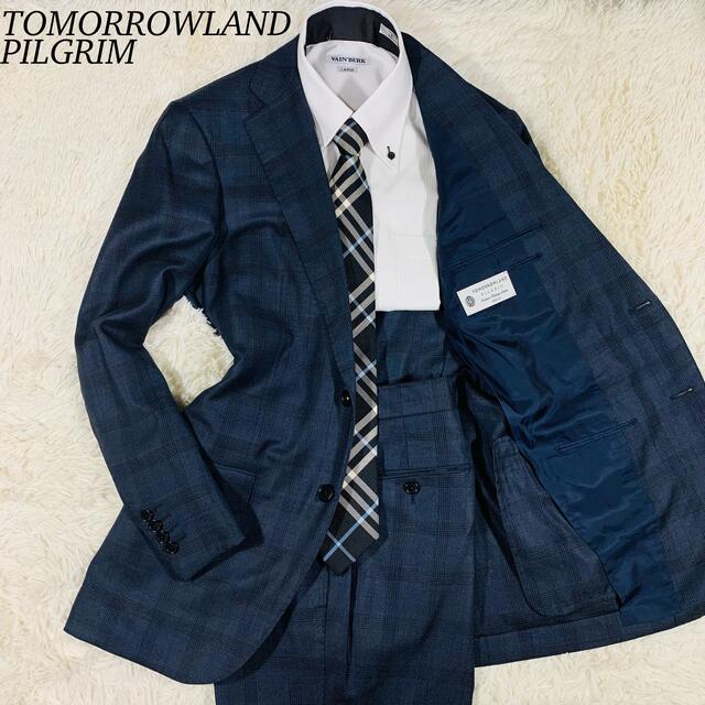 売り尽くしセール カシミヤ混 【極美品】トゥモローランド TOMORROWLANDセットアップ ピルグリム 2021新春福袋】 ロロピアーナ シルク混  シングル 灰 グレンチェック M スーツ