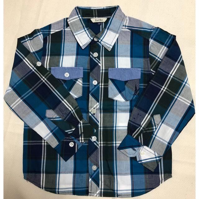 EASTBOY(イーストボーイ)のイーストボーイ ロゴつき チェック オープンシャツ110 キッズ/ベビー/マタニティのキッズ服男の子用(90cm~)(ブラウス)の商品写真