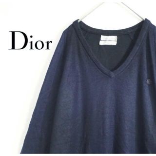 クリスチャンディオール(Christian Dior)の美品 dior ディオール ハイゲージ ニット Vネック 刺繍 美品 米国製(ニット/セーター)