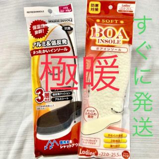 すぐ発送！最強極暖インソール2個セット断熱アルミとボア　女性用22〜25.5cm(その他)