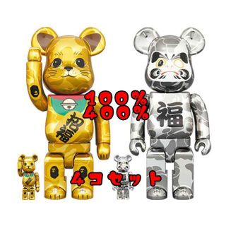 メディコムトイ(MEDICOM TOY)のBE@RBRICK BAPE 招き猫金メッキ&達磨 銀メッキ 100%&400(その他)