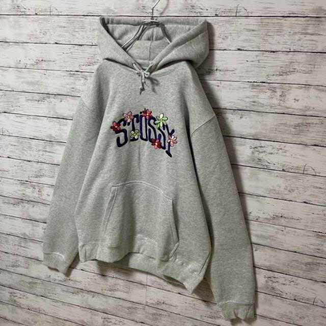 stussy applique hoodie 刺繍パーカー Lサイズ 美品