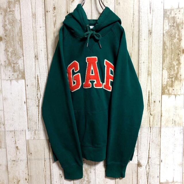 GAP ギャップ ビッグロゴ レアカラー ダークグリーン プルオーバー パーカー