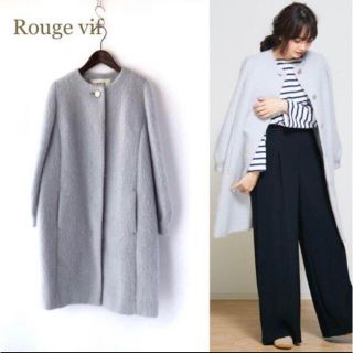 ルージュヴィフ(Rouge vif)の美品　ルージュヴィフ　ノーカラーコート　(ノーカラージャケット)