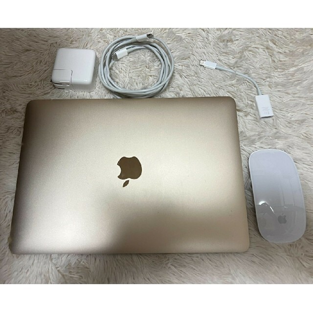 Apple(アップル)のMacBook12インチ　Bluetoothマウス、USBアダプター付き スマホ/家電/カメラのPC/タブレット(ノートPC)の商品写真
