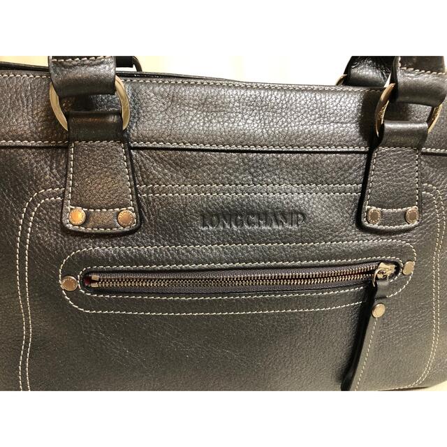 ロンシャン LONGCHAMP ハンドバッグ 本革レザーシルバーバッグ ...