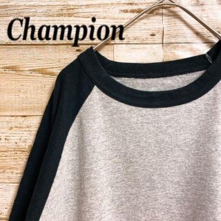 チャンピオン(Champion)の《刺繍ロゴ》Champion チャンピョン　グレー　黒　半袖　XL(Tシャツ/カットソー(七分/長袖))