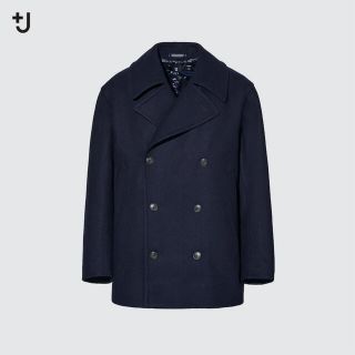 ユニクロ(UNIQLO)のユニクロ+J ウールブレンド オーバーサイズピーコート 69 NAVY Lサイズ(ピーコート)