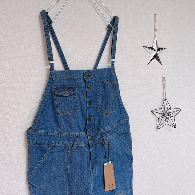 ❁blue❁ ゆるサロペットデニムパンツ Lサイズ レディースのパンツ(デニム/ジーンズ)の商品写真