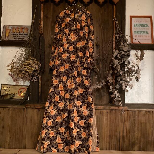 ＊70's vintage・Rétro Flowerリメイクロングワンピース レディースのワンピース(ロングワンピース/マキシワンピース)の商品写真