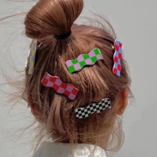 ボボチョース(bobo chose)の新品　チェッカー柄　なみなみ　wave ヘアピン　(ヘアピン)