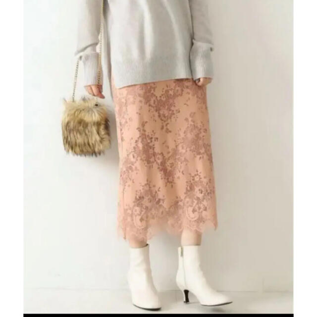 Spick & Span(スピックアンドスパン)の美品⭐︎スピックアンドスパン　ラッセルレーススカート　ピンク レディースのスカート(ロングスカート)の商品写真