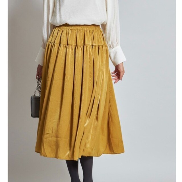 tocco closet シャイニーギャザー切り替えスカート(イエロー) | フリマアプリ ラクマ