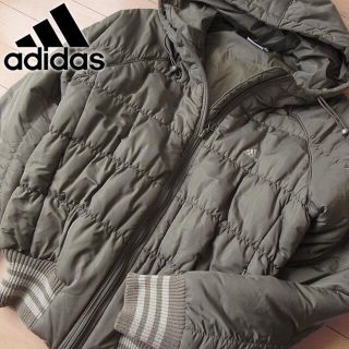 アディダス(adidas)の美品 OT アディダス レディース 中綿パーカージャケット グレー系(ブルゾン)