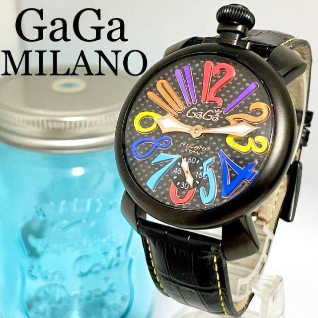 GaGa MILANO(ガガミラノ)の229 ガガミラノ時計　メンズ腕時計　マヌアーレ　48 カーボン　裏スケ　手巻き メンズの時計(腕時計(アナログ))の商品写真