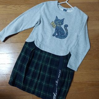 アナスイミニ(ANNA SUI mini)の#129.アナスイミニ 猫柄ワンピース 新品未使用130(ワンピース)