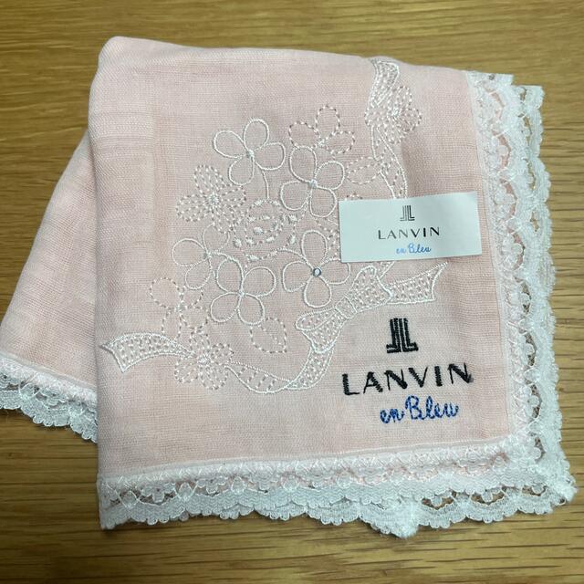 LANVIN en Bleu(ランバンオンブルー)の新品未使用　ランバンオンブルー　ガーゼハンカチ レディースのファッション小物(ハンカチ)の商品写真