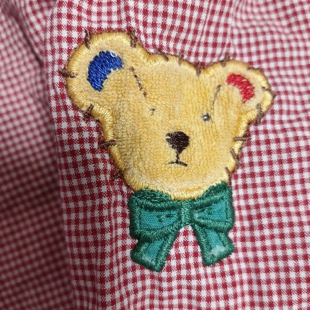 mikihouse(ミキハウス)のミキハウス くまロゴ刺繍 長袖ブラウス110 赤ギンガムチェック 未使用 MIK キッズ/ベビー/マタニティのキッズ服女の子用(90cm~)(ブラウス)の商品写真