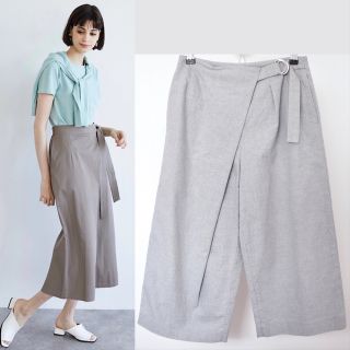 スピックアンドスパン(Spick & Span)のSpick and Span ラップ風　ガウチョパンツ ワイドパンツ　グレー(カジュアルパンツ)