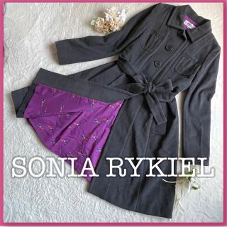 ソニアリキエル(SONIA RYKIEL)の【美品】ソニアリキエル アンゴラ 羊毛 ステンカラーコート ロングコート(ロングコート)